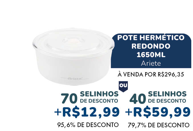 Pote hermético redondo 1650ml - selos e preço com desconto