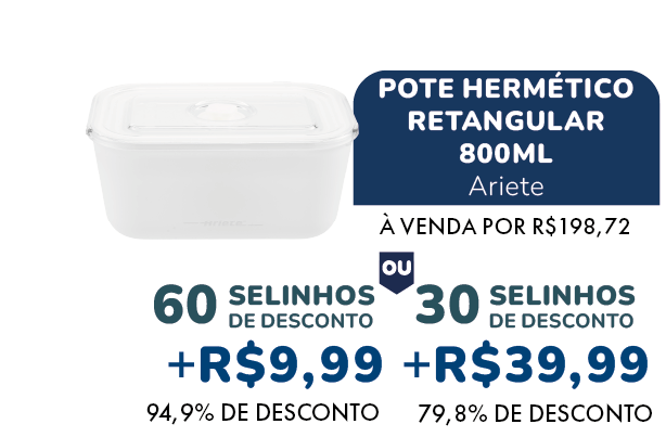 Pote hermético retangular 800ml - selos e preço com desconto