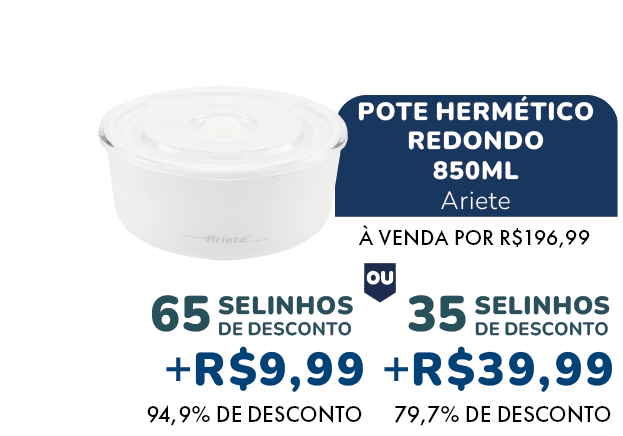 Pote hermético redondo 850ml - selos e preço com desconto