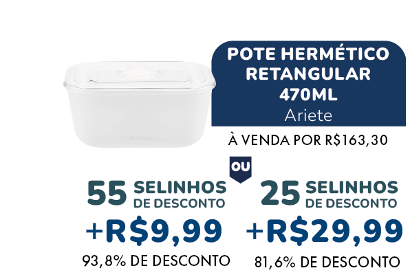 Pote hermético retangular 470ml - selos e preço com desconto