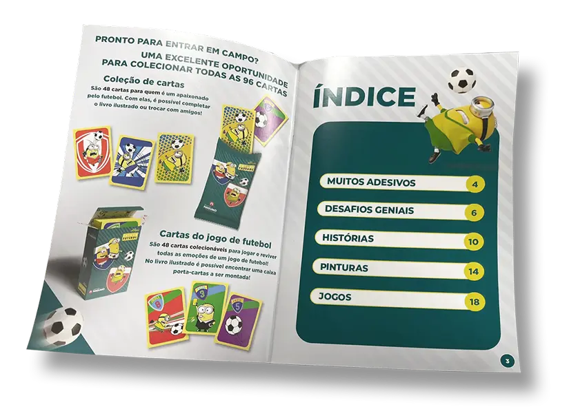Álbum ilustrado Minions Edição Futebol aberto